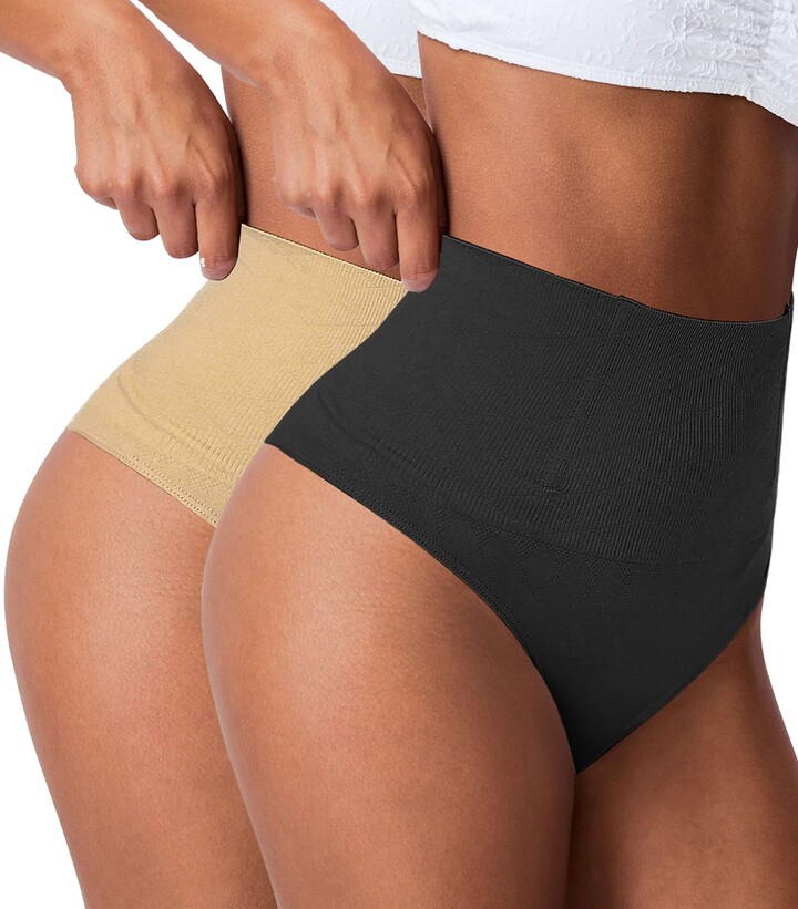 Gotoly Compression Thong Shapewear for Women High Waist Butt Lifter Tummy  Control Underwear Body Shaper Cross Panty Girdle(Black Small) 