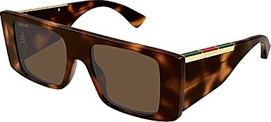 Gucci Men's Subtle Web 50mm Havana Square Sunglasses