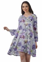 Thumbnail for your product : Moomaya Rayon Flared Dress for Womens Long Sleeve Printed V-Neck Casual Beach Dress for Girls