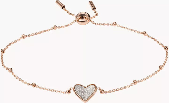 Fossil Sutton Flutter Hearts Rose Gold-Tone Stainless Steel Chain Bracelet  JF03647791 - ShopStyle