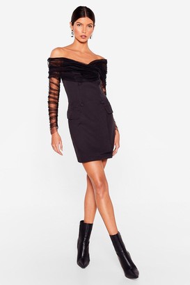 Nasty Gal Womens Mesh Off the Shoulder Tailored Dress - Black - 4