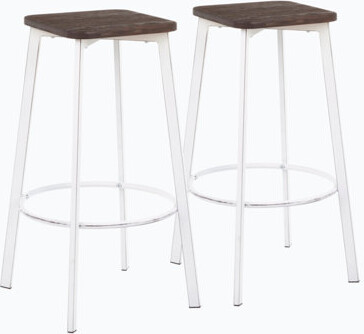 Wenty Clara Industrial Square Barstool In Antique Metal And Espresso Wood-Pressed Grain Bamboo By Lumisource - Set Of 2
