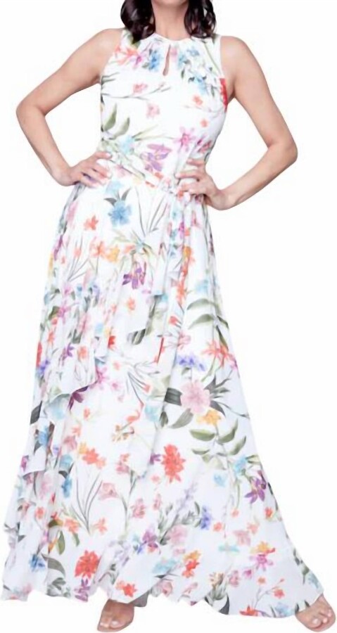 Compli K Floral Print Maxi Dress In White Multi