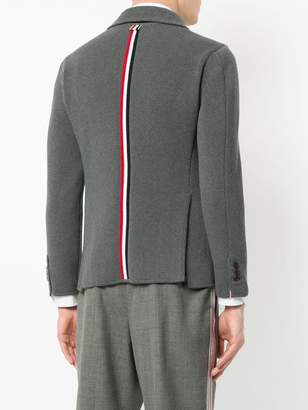 Thom Browne Sport Coat With Milano Stitch And Red, White And Blue Intarsia Stripe In Cotton Crepe