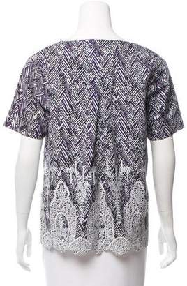 Thakoon Embroidered Short Sleeve Top