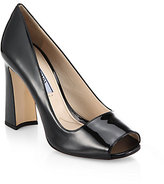 Thumbnail for your product : Prada Open-Toe Block-Heeled Pumps