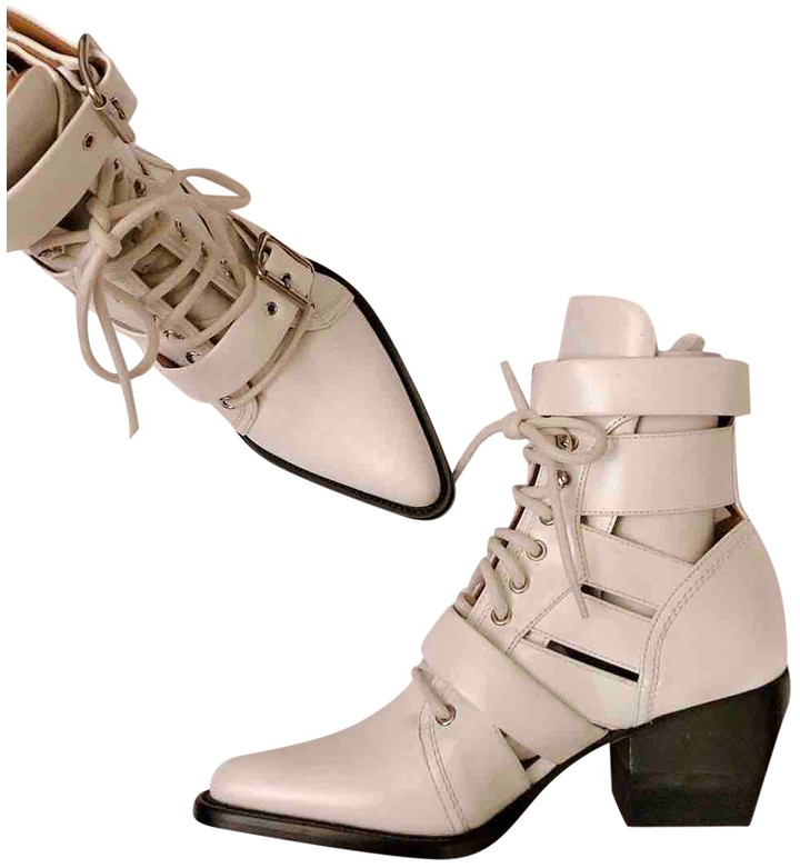 Rylee White Leather Ankle boots - ShopStyle