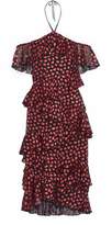 Thumbnail for your product : Alice + Olivia Off-the-shoulder Ruffled Printed Fil Coupe Chiffon Halterneck Dress
