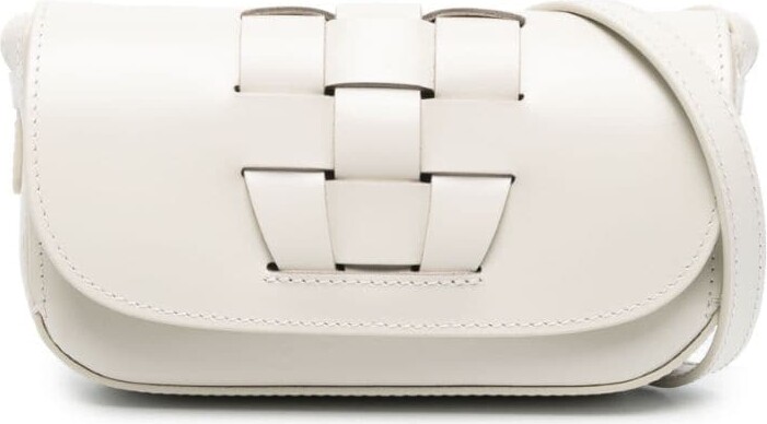 White Sinia woven-panel leather cross-body bag