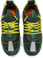 Thumbnail for your product : Versace Green and Yellow Plaid Chain Reaction Sneakers