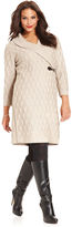 Thumbnail for your product : Calvin Klein Size Dress, Three-Quarter-Sleeve Knit Buckle Sweater