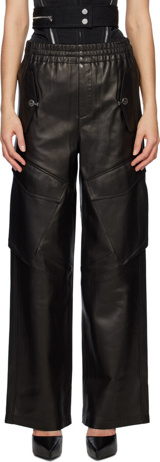 Dion Lee Black Cargo Leather Pants - ShopStyle