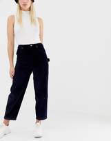 Thumbnail for your product : ASOS Design DESIGN carpenter boyfriend jeans in midnight navy velvet
