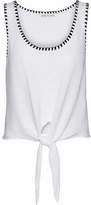 Thumbnail for your product : Alice + Olivia Tie-Front Whipstitched Slub Cotton-Blend Tank