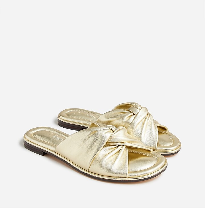 J.Crew Menorca padded twistknot sandals in metallic leather ShopStyle