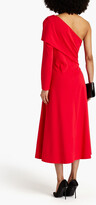 Thumbnail for your product : Halston One-sleeve stretch-jersey midi dress