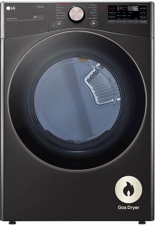 7.4 Cu. Ft. Vented SMART Stackable Gas Dryer in Black Steel with TurboSteam and Sensor Dry Technology