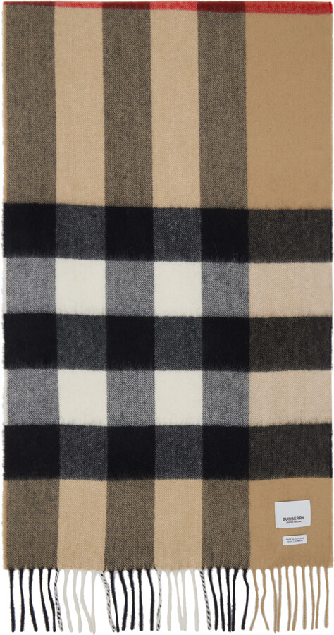 Burberry Classic Check Fringed Scarf Birch Brown/Multicolor