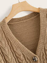 Thumbnail for your product : Shein Plus Cable Knit Tortoise Button Cardigan