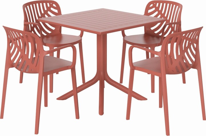 Westintrends 5-Piece Outdoor Square Patio Dining Table Set with Stackable Patio Dining Chairs