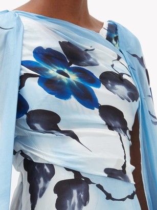 Rodarte Hand-painted Floral Silk Gown - Blue Print