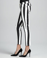 Thumbnail for your product : 7 For All Mankind Striped Cropped Cigarette Pants