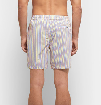 Onia Charles Long-Length Striped Seersucker Swim Shorts