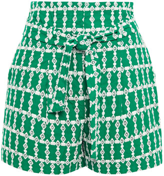 Claudie Pierlot Belted Embroidered Cotton Shorts