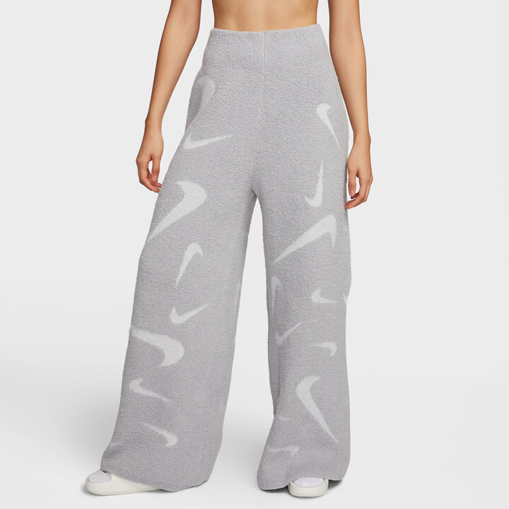 Nike Women's Sportswear Phoenix Cozy Bouclé High-Waisted Wide-Leg Knit Pants  in Grey - ShopStyle