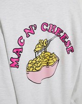 Thumbnail for your product : New Love Club oversized sweatshirt with mac n cheese print in grey