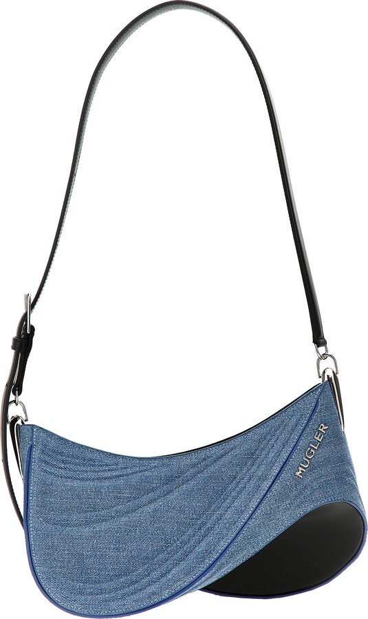 ショルダーバッグ・ポシェット Mugler 'Small Denim Spiral Curve 01' Shoulder Bag Mugler Spiral Curve 01 Shoulder Bag in Black | LN-CC