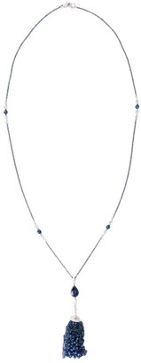 MARIANI 18kt White Gold Diamond Sapphire Tassel Necklace