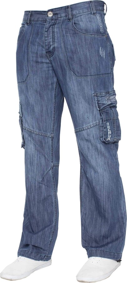 Ze ENZO Enzo Mens Cargo Combat Jeans Trousers Casual Work Denim Pants ...