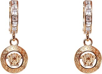 【関税＆送料込み】Versace Medusa Plaque Earrings NEW $450 VERSACE Gold Tone Brass GRECA MEDUSA LOGO CURVED