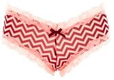 Thumbnail for your product : Charlotte Russe Lace-Trim Chevron Print Cheeky Panties