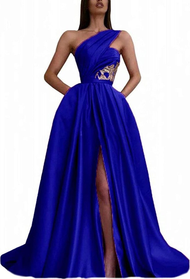 royal blue silky dress
