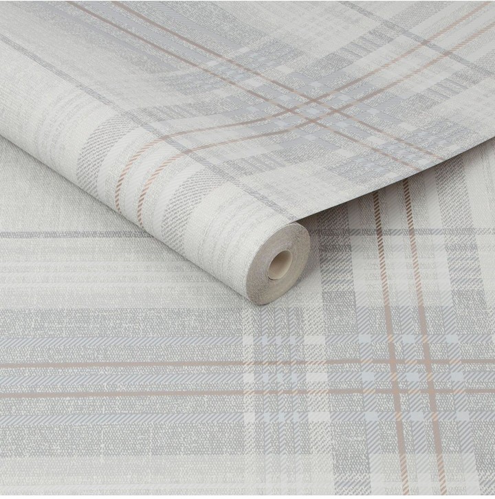 Superfresco Rhea Plaid Grey/Rose Gold Wallpaper ShopStyle Decor