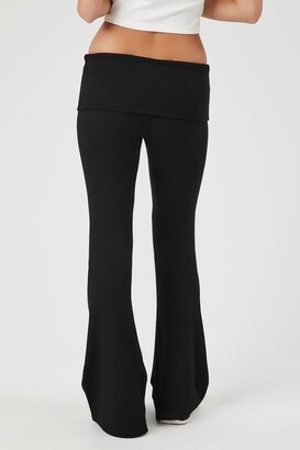 Forever 21 Women's Ribbed Knit Foldover Flare Leggings in Black, XL -  ShopStyle