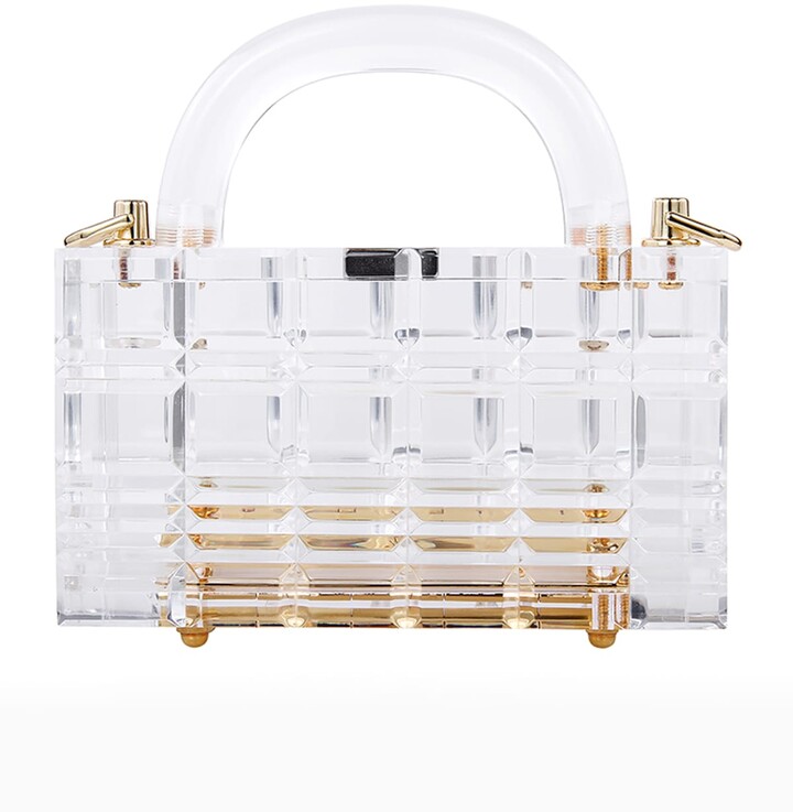 L'Afshar Grace Mini Textured Clear TopHandle Bag w/ Chain ShopStyle