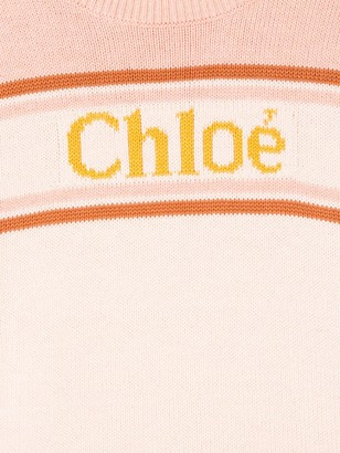 Chloé Kids Knitted Logo Turtleneck Jumper