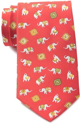 Ferragamo Elephant Print Silk Tie