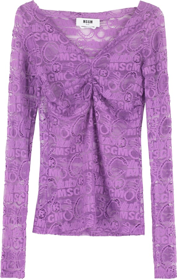 Purple Lace Top | Shop the world's largest collection of fashion | ShopStyle