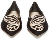 Thumbnail for your product : Sophia Webster Bibi Butterfly-embroidered Point-toe Suede Flats - Womens - Black Gold