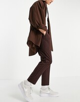 Thumbnail for your product : ASOS DESIGN tapered smart pants in burgundy stripe