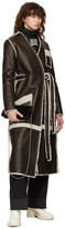 Thumbnail for your product : MM6 MAISON MARGIELA Brown Leather & Shearling Wrap Coat