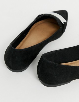 ASOS DESIGN Leonie pointed loafer ballet flats in black