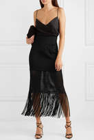 Thumbnail for your product : Galvan Vesper Fringed Macrame Stretch-jersey Midi Skirt