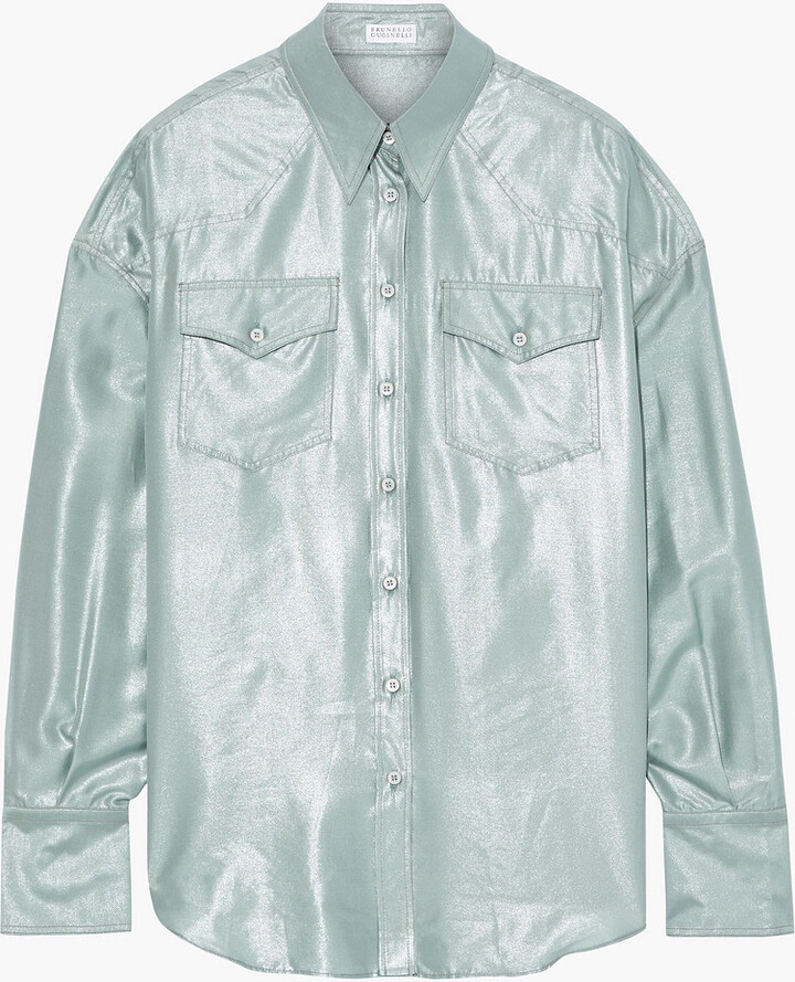 Brunello Cucinelli Silk-lamé shirt