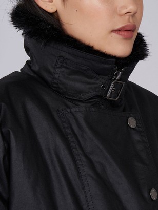 Barbour International Wipeout Oversized Belted Wax Coat - Black - ShopStyle Jackets