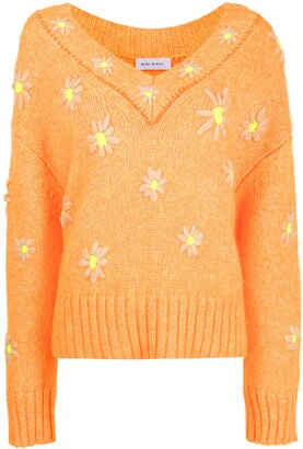 Mira Mikati daisy-embroidered V-neck sweater